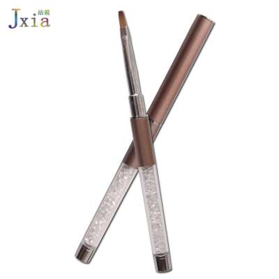 Jiexia High Quality Fine Portable Metal Handle Flat Makeup Lip Brush with Cap