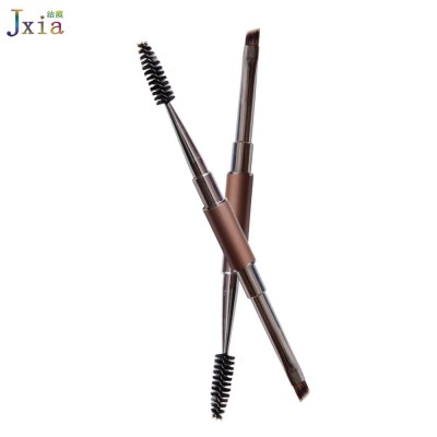 New Hot Fashion Women Makeup Tool Duo Synethic Bristle Angled Eyebrow Brush Spoolie Brush with Metal Cap