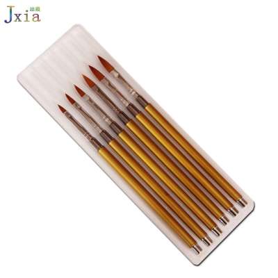 Jiexia Manufacturer Supply Nail Beauty Tool Pure Gold Color Metal Handle Acrylic Nail Aritist Brush