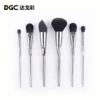 DGC 5Pcs Professional Fashion Makeup Lip Pencil Cosmetic Brush Foundation Eyeshadow Brush Shiny Silver Handle Makeup Brush Set