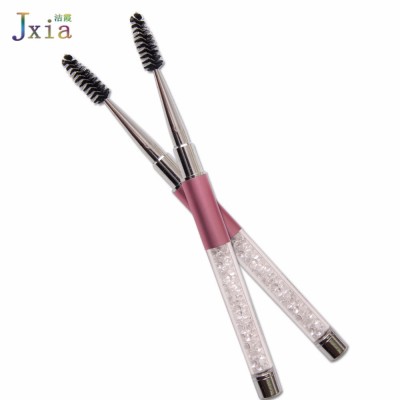 Jiexia Hot Pink Metal Handle Rhinestone Decoration Elegant Mascara Wand Brush With Cap