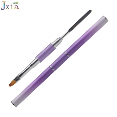 Jiexia Purple Metal Handle Dual Use Nail Spatula Polygel Tools Nail Art Oval Gel Brushes